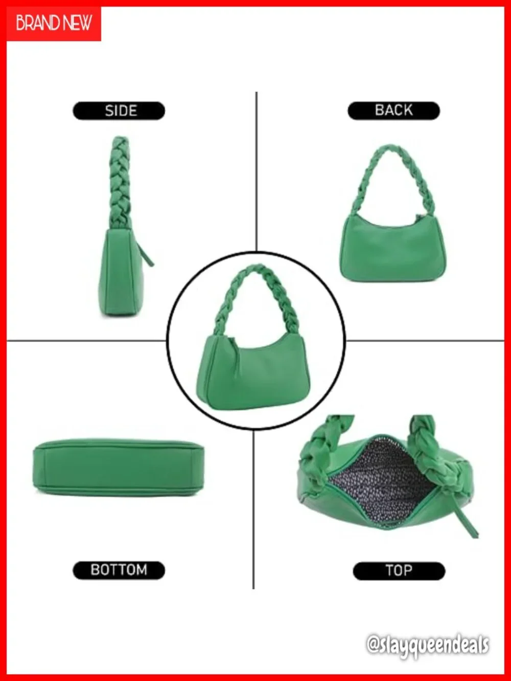 Faux Leather Braided Top Handle Hobo Tote Handbag Shoulder Purse